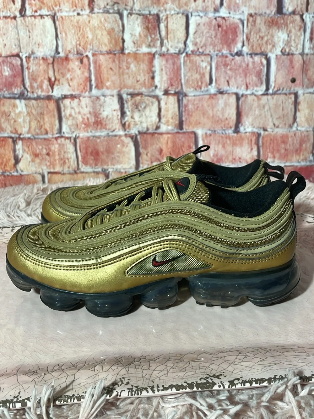Nike Gold Olive and Black VaporMax 97-style Sneakers